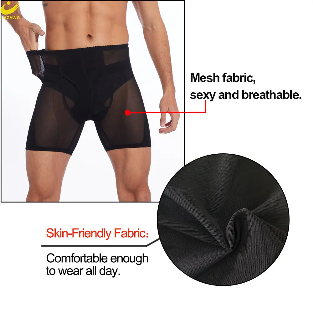 LAZAWG Padded Butt Lifter for Men Panties Tummy Control Hip Enhancer Shorts Push Up Booty Lifting Underwear Slimming Shapewear