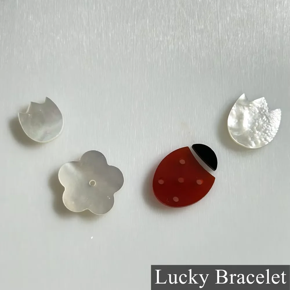 Animals Insects Red Agate Black Onyx Loose Ladybug Shape Stones for Lucky Butterfly Necklace Bracelet