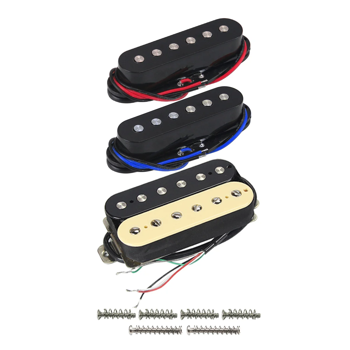 FLEOR 3PCS Ceramic Humbucker Pickup Guitar & Single Coil Pickups Set for HSS SSH Guitar Parts