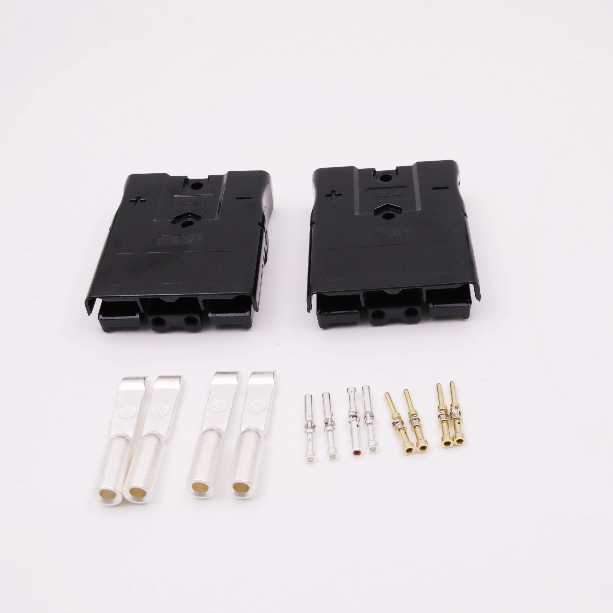 75A 600V Anderson-Style Lithium Battery Connector – Silver-Plated Copper Terminals, PC Flame-Retardant Shell, 2-Row Forklift Electrical Plug (2-Pack)