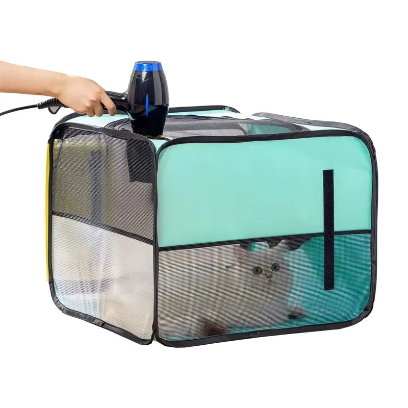Foldable Portable Pet Blow Dry Box Mesh Tent for Dog Cat Grooming Hair Drying Room Carrier Bag
