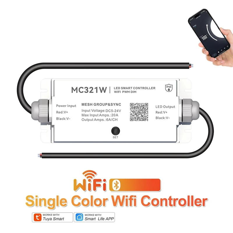 DT16 LED Controller ZIGBEE MESH MC321Z, Waterproof Tuya WiFi Zone Sync Music Dimmer, for LED Strip, Outdoor, Smart Home, App