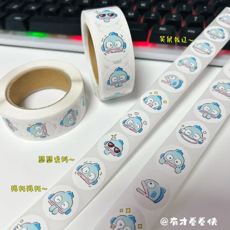 New Sanrio Hangyodon Roll Sealing Stickers Cute Cartoon Encouragement Self-Adhesive Children Reward Sealing Stickers