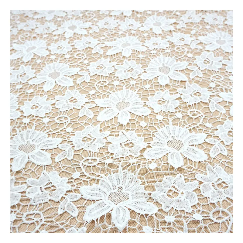 African Guipure Cord Lace Fabric High Quality Nigerian Water Soluble Lace Fabric for Party Dress Wedding Dress By The Yard