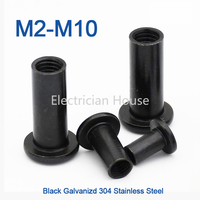 Black 304 Stainless Steel M2 M3 M4 M5 M6 M8 M10 Flat Hex Hexagon Socket Head Furniture Rivet Connector Insert Sleeve Cap Nut
