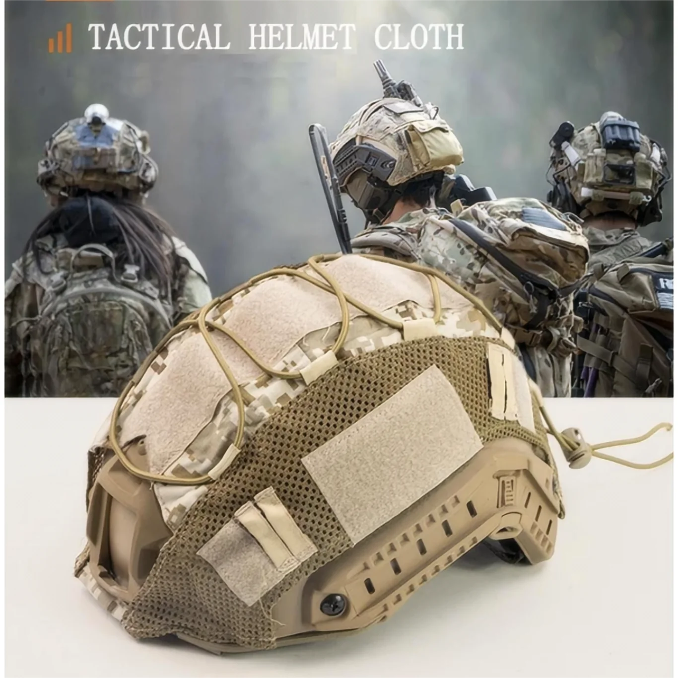 CAMSOsimplifié-Casque de chasse militaire en nylon 1000D, accessoires de couverture avec ULélastique