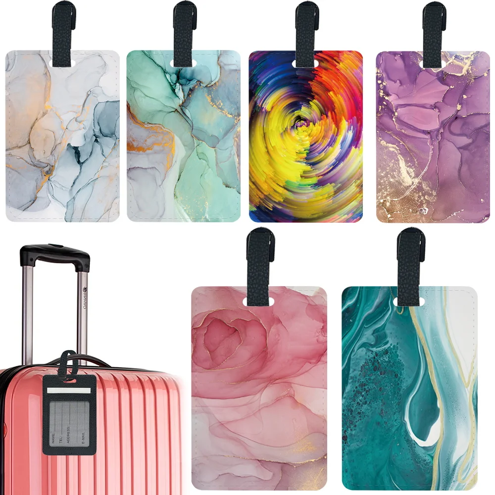 

Персонализированный дорожный портативный посадочный проход с полным принтом, защитный чехол, универсальная прочная багажная бирка, акварельный узор