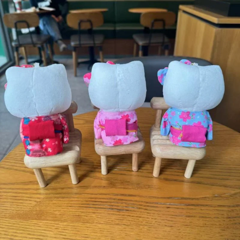 Olá kitty bonito chaveiro de pelúcia dos desenhos animados mochila charme estilo japão quimono brinquedo de pelúcia ornamento de mesa presente de natal