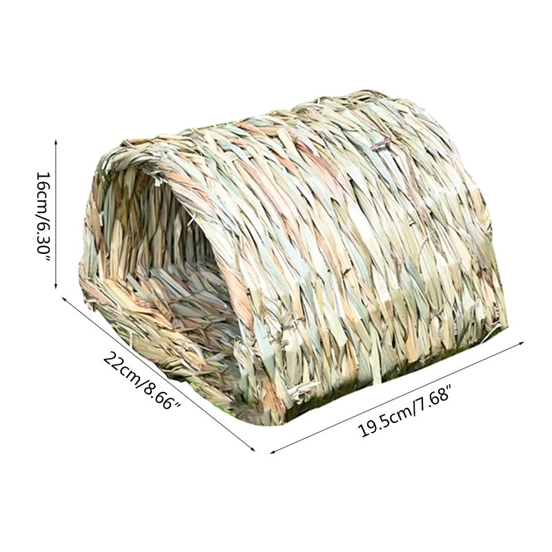 Rabbit Grass Bed Natural Straw Woven House Bunny Chew Nest Tunnel for Hamsters Chinchillas Mice Small Animals