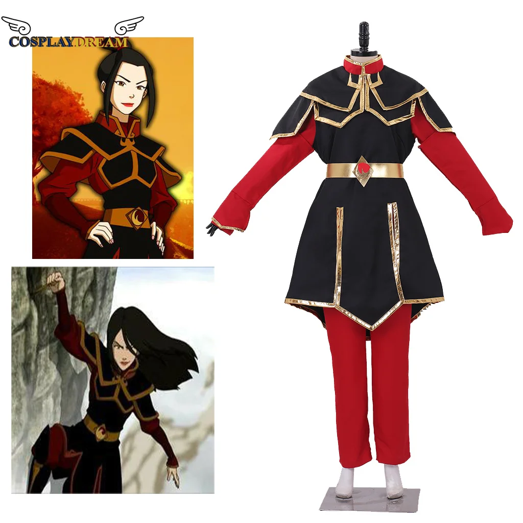 Traje de Cosplay Anime Azula para Mulher, Princesa Uniforme, Vestido Vermelho, Nação do Fogo, Trajes de Halloween