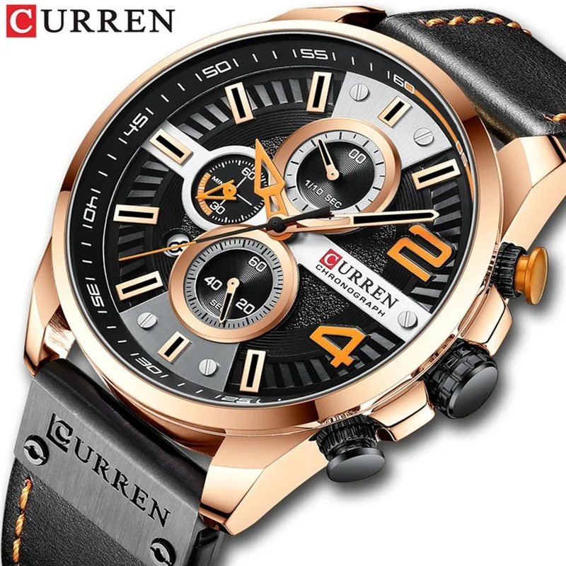 CURREN Fashion Sport Watches orologio da polso cronografo da uomo orologio da uomo di lusso con data di marca superiore orologio da uomo in pelle