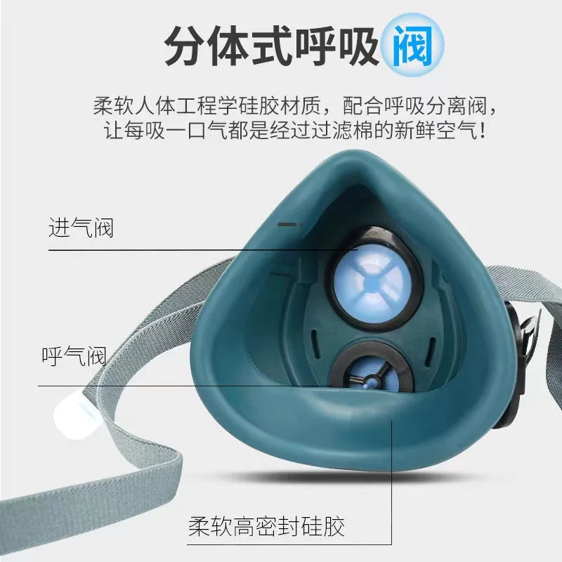 Dust-Proof Half-Face Mask Respirator With Protective Glasses Dust Filter Particulate Filter Cotton Suitable For Spray Painting