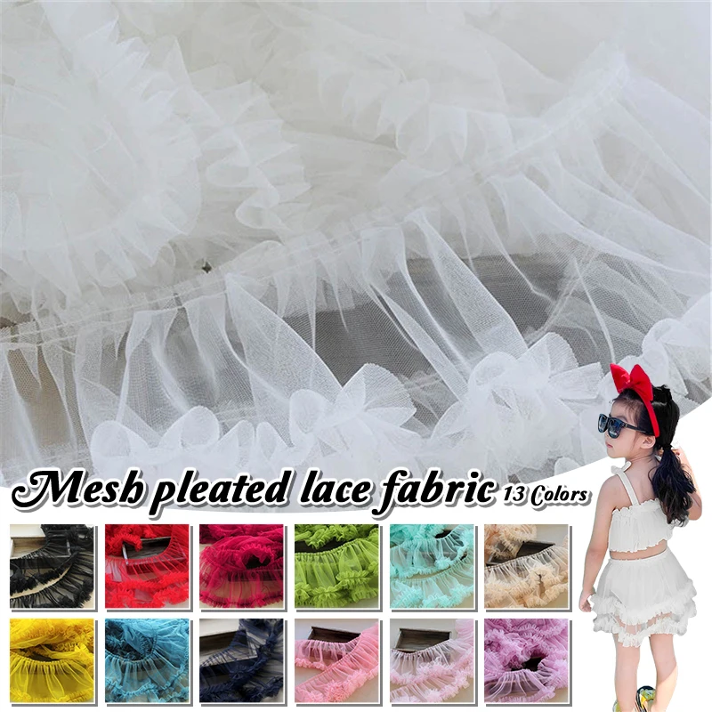

4 Yards Fluffy Bottom Lace Trim Edging DIY Sewing Clothing Skirt Lolita Dress 15cm Wide Pleated Fabric Curtains Mosquito Net