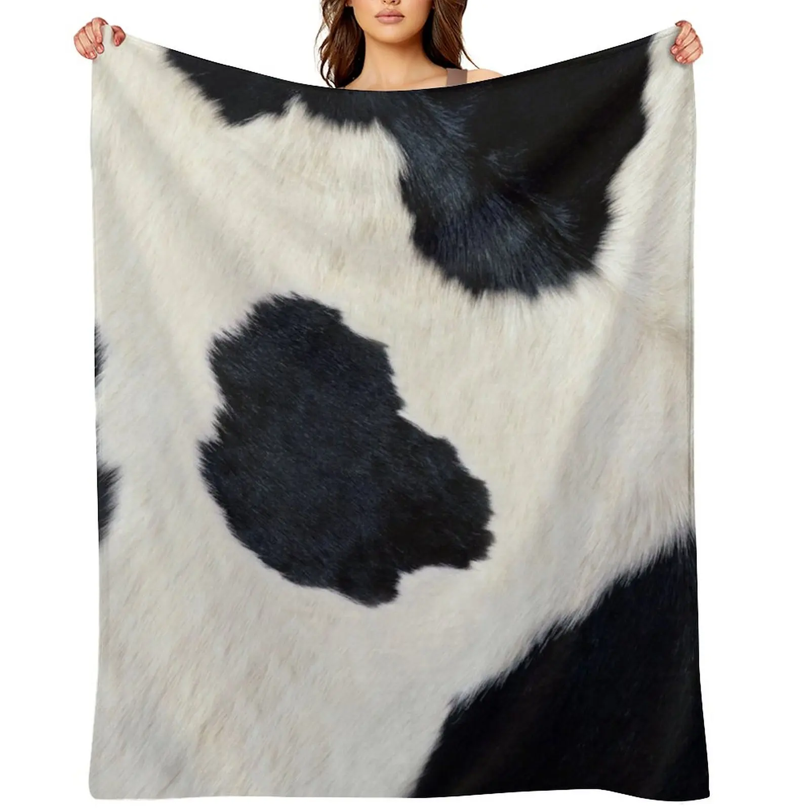 

Cow Hide Black & White Throw Blanket warm winter Sofa Decorative Sofa Blankets