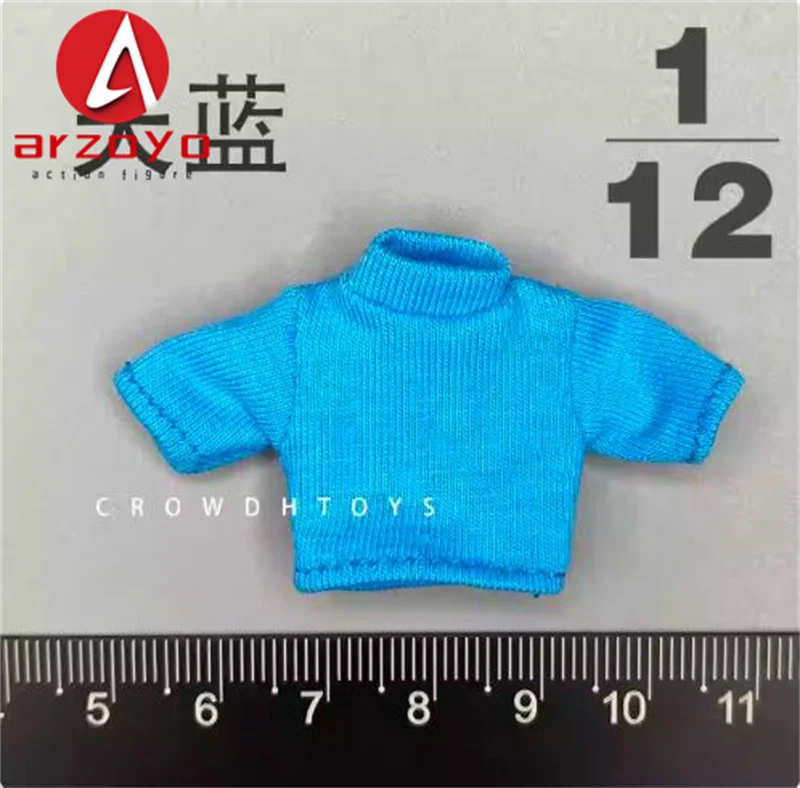 1/12 Scale Female Tight Short T-shirt High Neck Short Sleeved Clothes Model Fit 6''Romankey Soldier BJD Action Figure Body Dolls