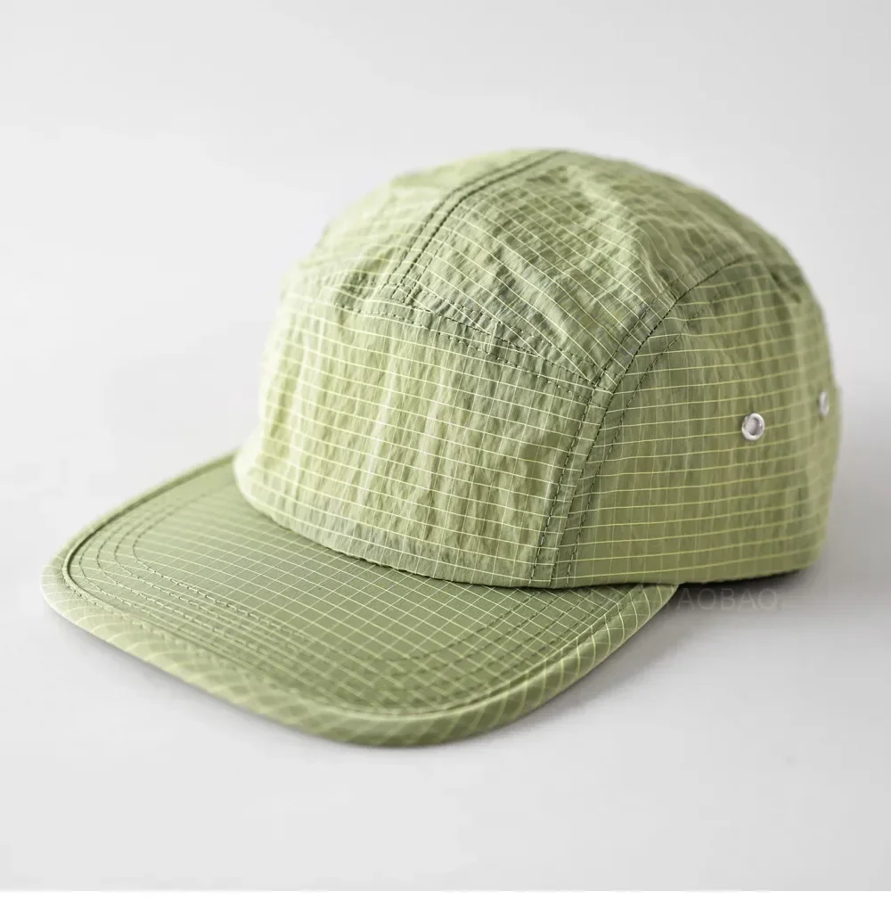 Solid Color Quick-drying Plaid Hemming Sun Flat-brimmed Hat Men Women Running Sports Breathable Sunshade Ultra-thin Baseball Cap