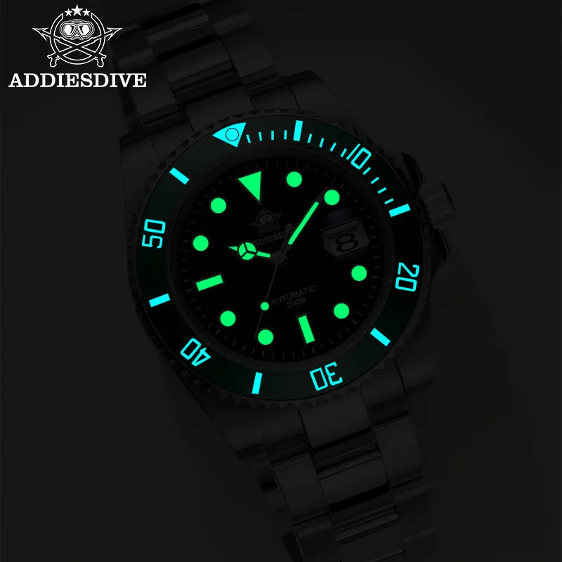 ADDIESDIVE Orologio automatico di alta qualità Moda Acciaio inossidabile 200M Impermeabile Dive Mens Orologi meccanici AD2503 reloj hombre