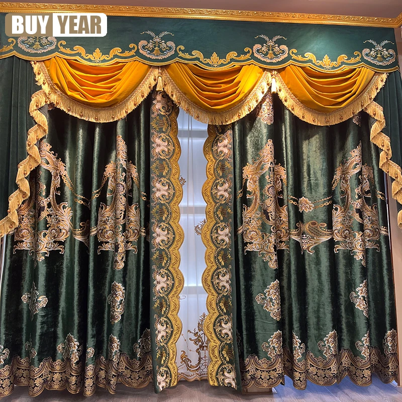 Curtains for Living Room American Retro Country Garden Thickened  High-grade Atmosphere Velvet Curtain Bedroom Shading Cloth