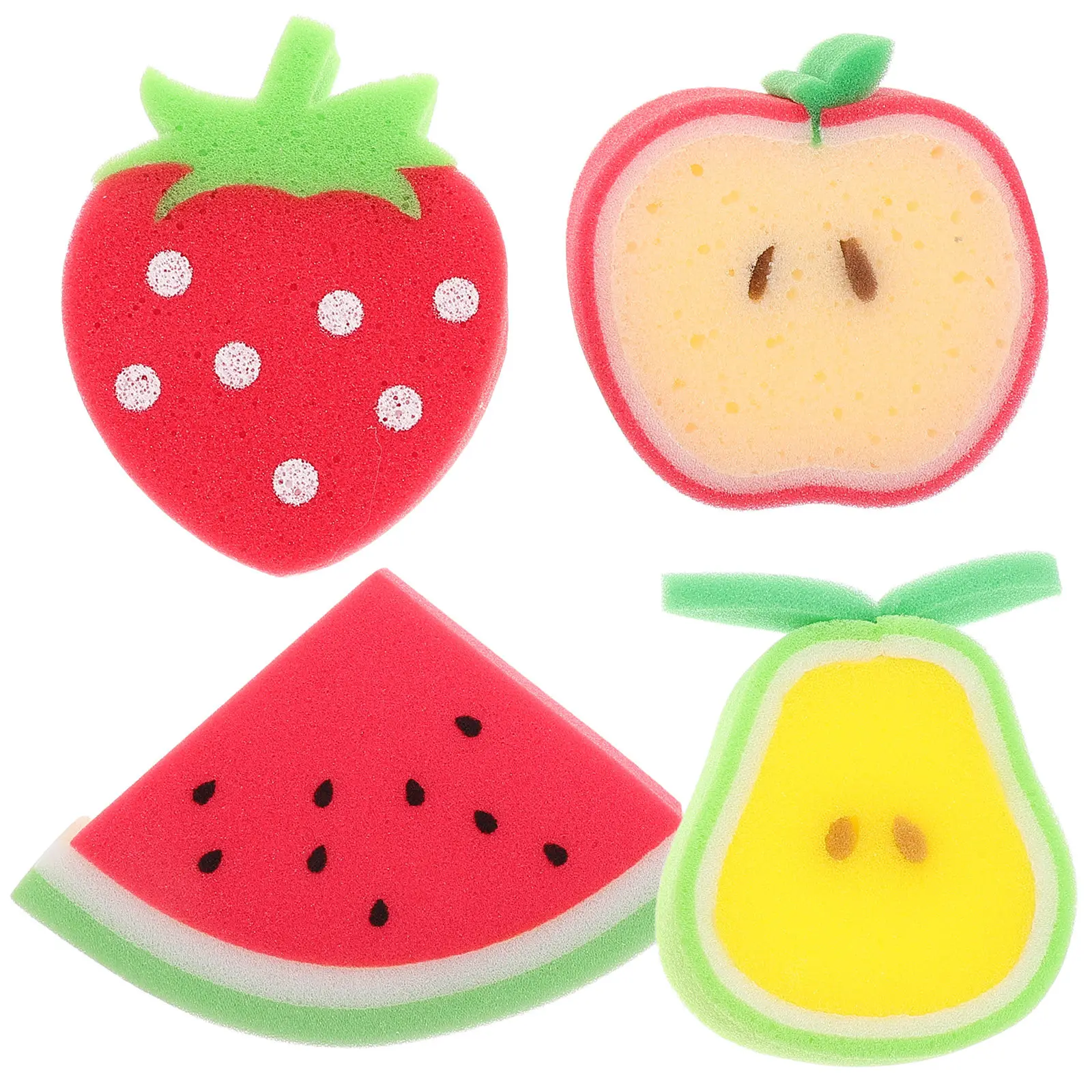 4Pcs Fruit Shaped Shower Ball Set for Kids Baby Skin Exfoliating Bath Sponge Soft Gentle Foaming Scrubber Natural Glow Bath Ball