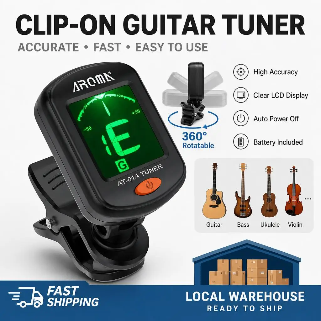 Guitar Tuner Rotatable Clip-on Tuner LCD Display For Multifunction-Instrument-Tuner Acoustic Guitar Bass Ukulele Guitar Accessories
