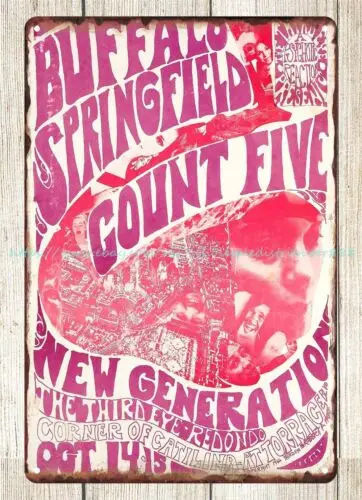 1966 Buffalo Springfield, Count Five Third Eye Concert Poster metal tin sign