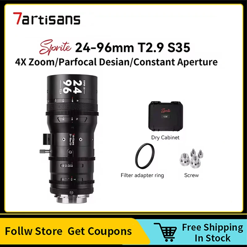 

7artisans 24-96mm T2.9 S35 4X Zoom Large Aperture Cinema Lens with PL-E/ PL-RF/ PL-L/ PL-Z Adapter Ring for Canon EF/ PL Mount