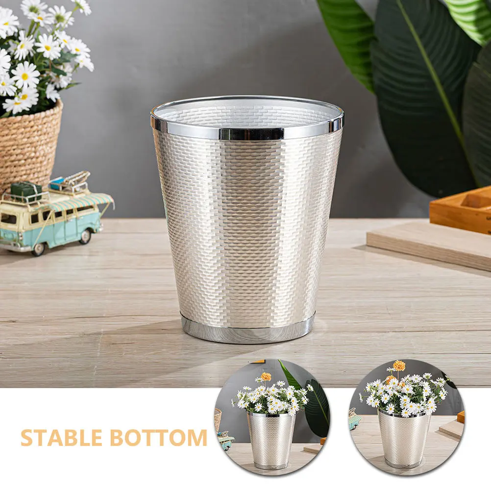 

Metal Garbage Can Bathroom Trash Bin Bedroom Office Holder Flower Pot Waste Basket Dustbin Kitchen Living Room Simple Design