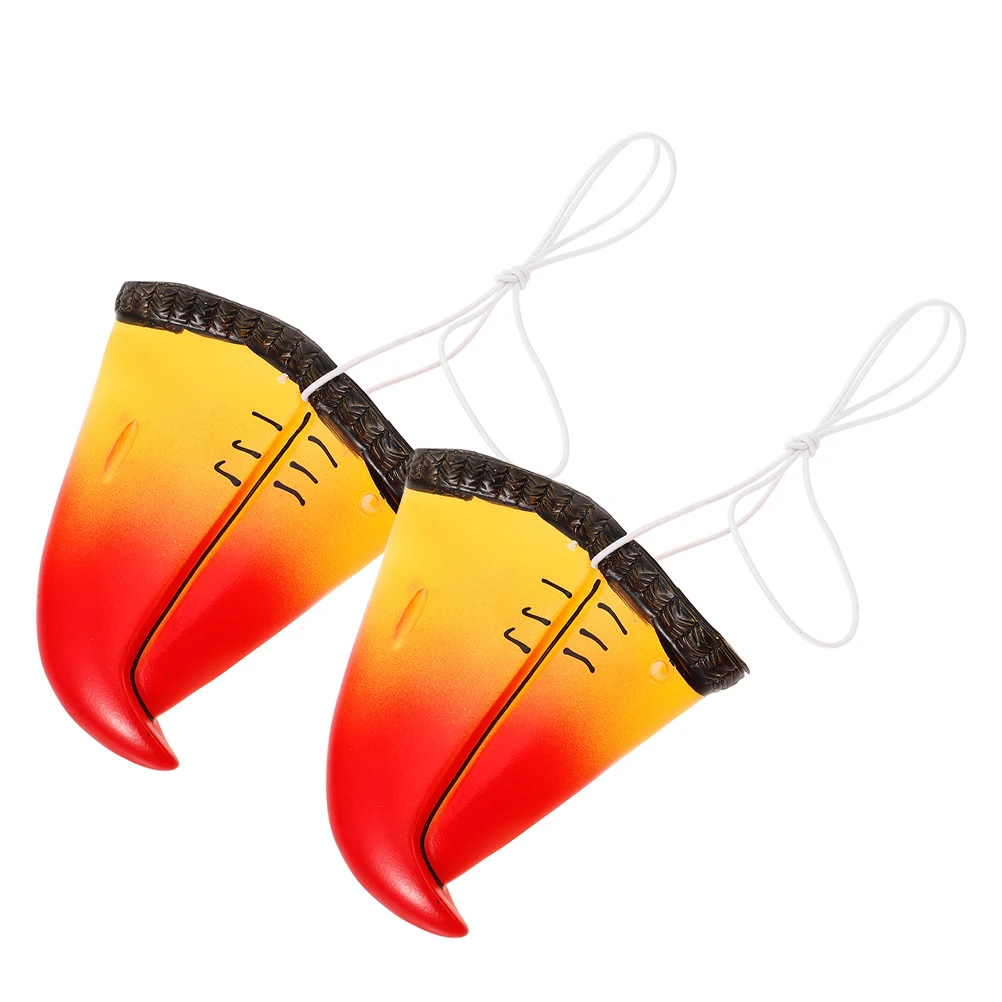 2pcs 앵무새 코스프레 소품 현실적인 비닐 앵무새 장식 할로윈 파티 서커스 의상 드레스를위한 경량 동물 코 마스크
