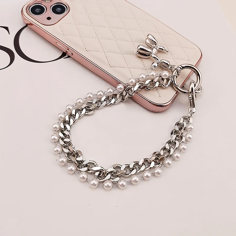 Mobile Phone Lanyard Exquisite Pendant Pendant Wrist Chain Short Hand-held Strap Phone Case with Clip Universal Anti-lost Sling