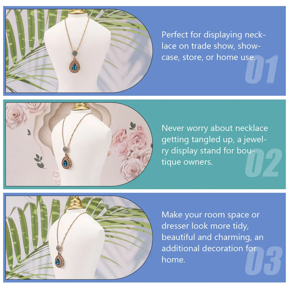 Necklace Bust Jewelry Display Stand Necklace Chain Bust Holder Mannequin for Boutique Store Trade Show Home Decoration
