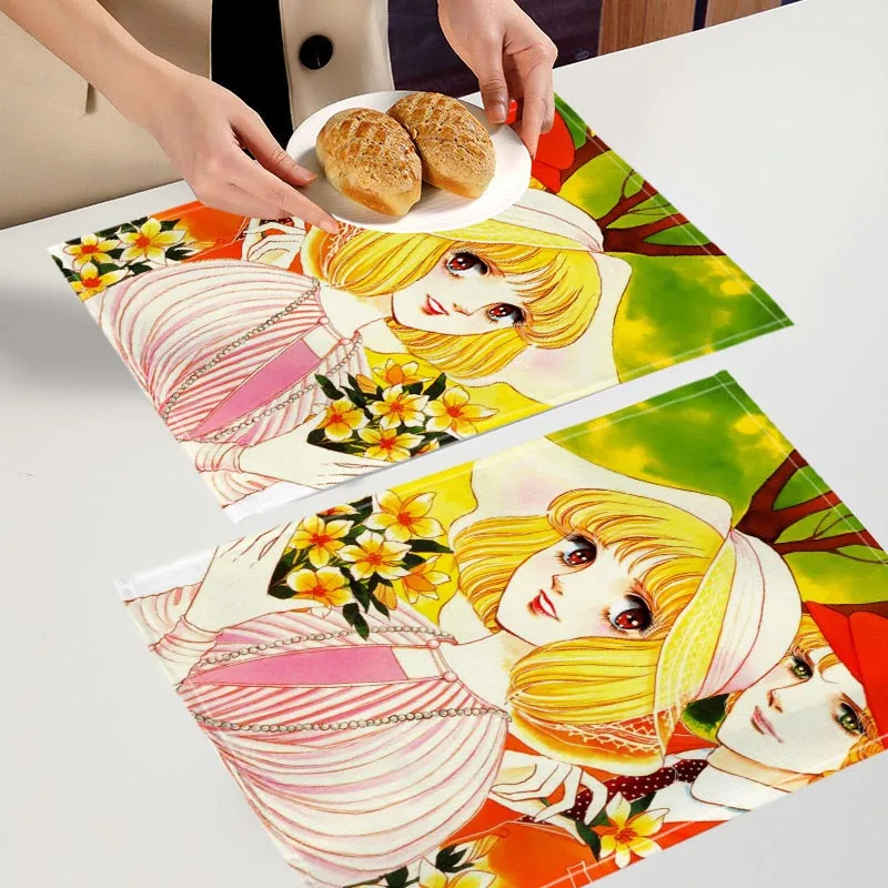 2PC Haikarasan Ga Toru Tokyo Girl Placemat For Kitchen Bar Bowl Pad Non-slip Heat Resistant High Quality Linen Table Mat 7.10