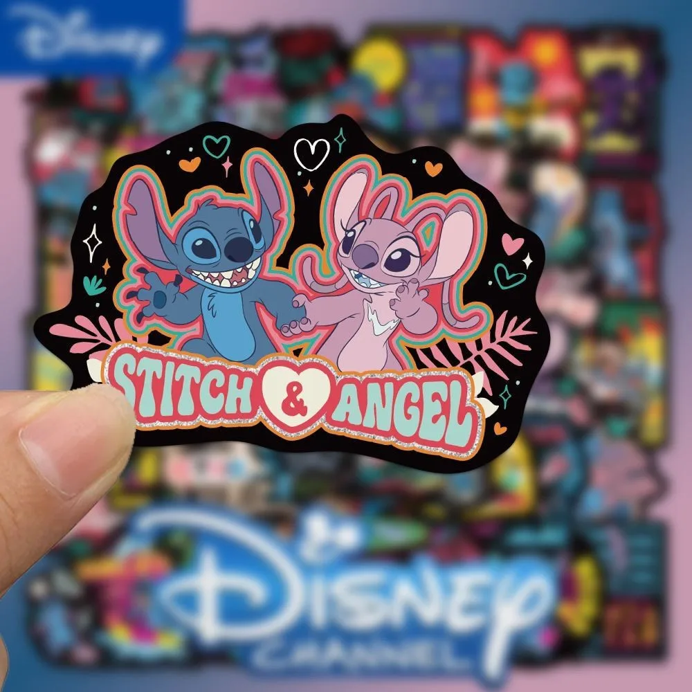 

50 Sheets of Trendy Disney Stitch Black Border Happy Life Cute Creative Self-Adhesive Sticker Notebook Stickers