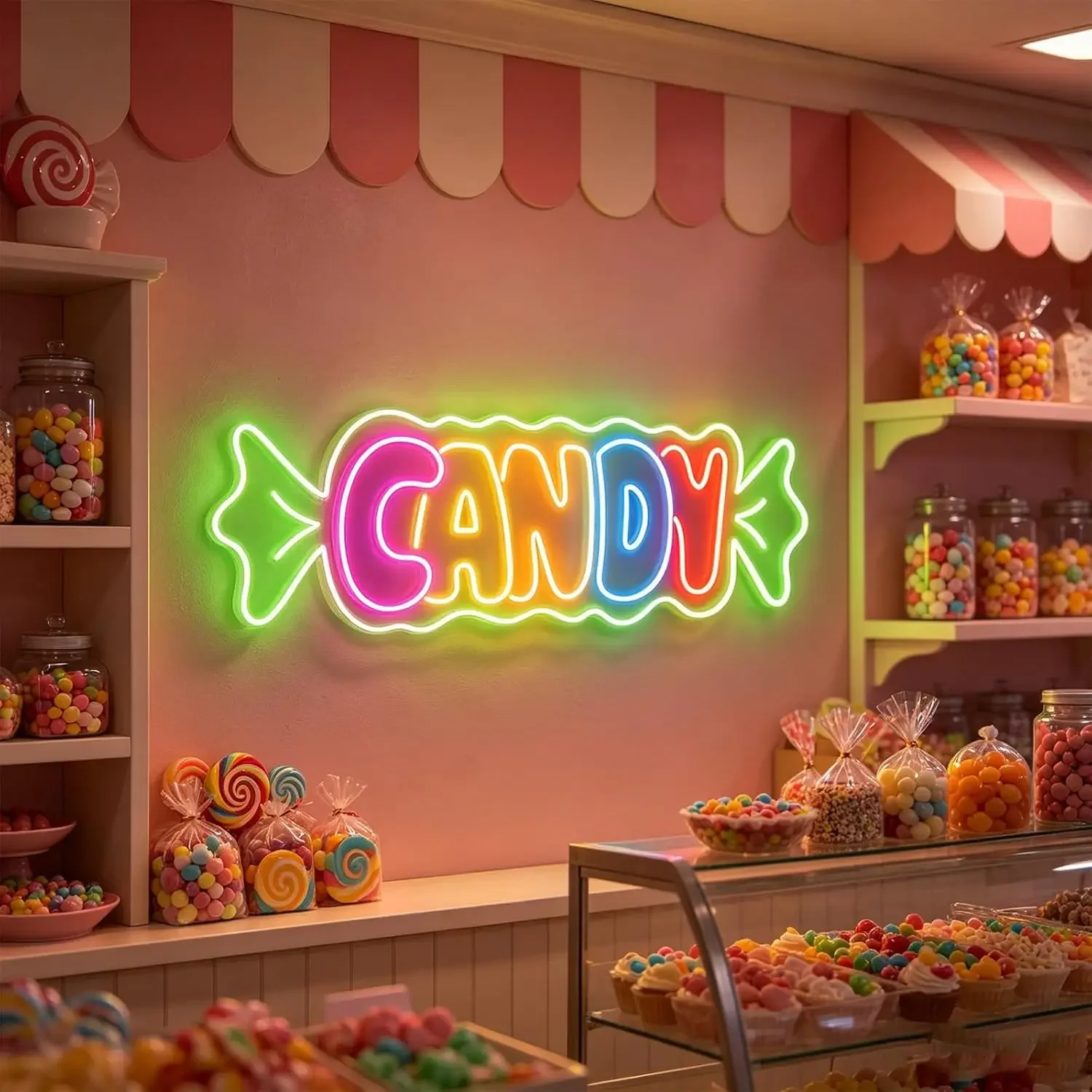 Candy Neon Sign, USB Powered LED Neon Light, Candy Shop Bedroom Cafe Bar Sweet Store Party Decoration Gift Business Night Light