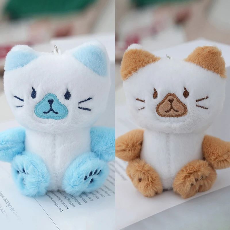 Liontin boneka kucing lucu jimat ransel liontin kartun Keychian untuk wanita hadiah Aksesori dekorasi ransel