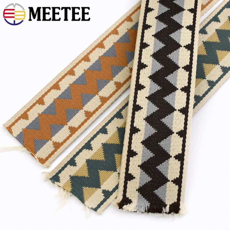 3/5/8/10M 38/50mm Ethnic Jacquard Webbing Patterned Crafts Ribbons Luggage Backpack Belt Decorative Strap DIY Sewing Accessories