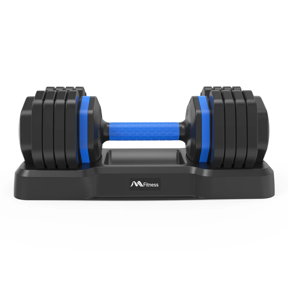 Adjustable Dumbbell-55lb Single Dumbbell with Anti-Slip Handle Fast Adjust Weight By Turning Handle with Tray Exercise Fitness