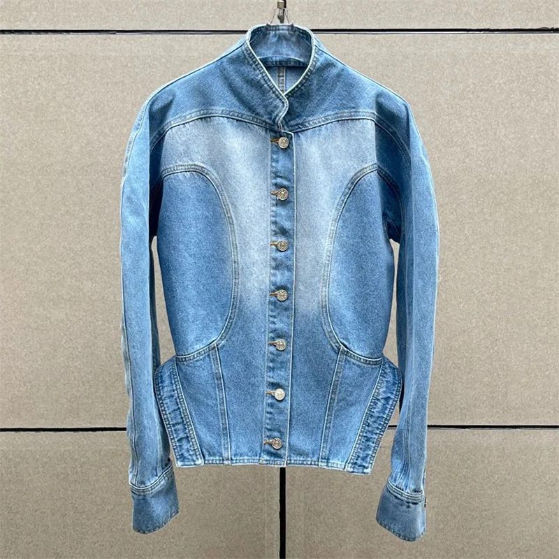 

Women's jacketsNew autumn 2025 single breasted slim fit lapel long sleeved top Retro pure cotton women's coat y2k denim jacket
