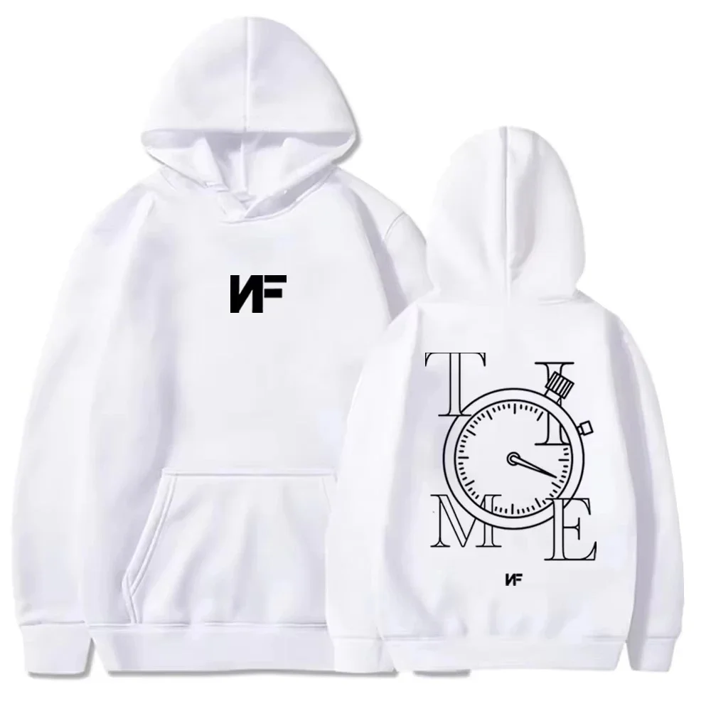 Men Streetwear Hoodie Front Small Logo Back TIME Clock Graphic Print Pullover Hooded Sweatshirt Hip Hop Long Sleeve Hoodies