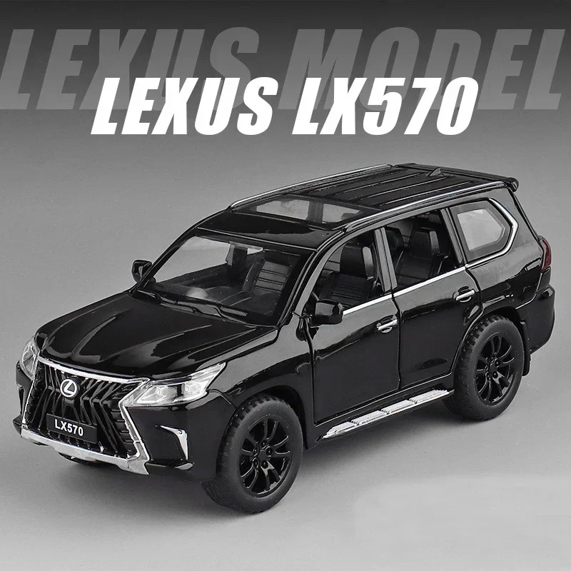 1:32 Lexus LX570 Alloy Car Model Diecast Metal Toy Vehicles With Pull Back Sound Light 6 Open Doors For Kids Gift