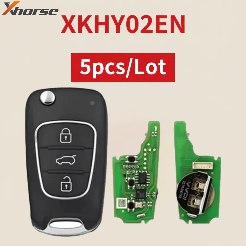 5pcs/Lot Xhorse Wire Remote Key XKHY02EN for Hyundai Flip 3 Buttons (English Version) Working with VVDI MINI Key Tool