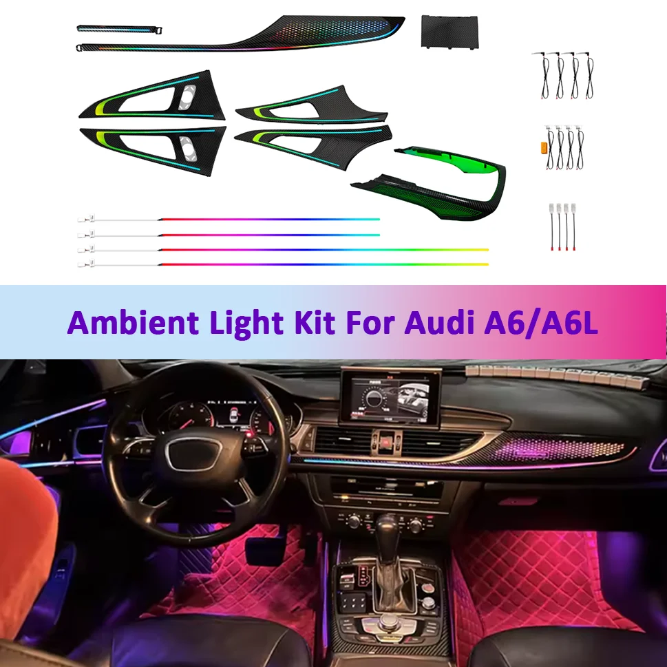 Ambient Light Kit For Audi A6/A6L 2012-2018 Interior LED 64 Color Symphony Dynamic Atmosphere Lamp APP Control