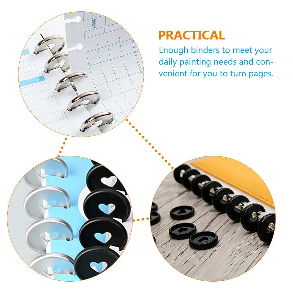 

24pcs Matte Premium Abs Round Binder Heart Hole Design For Diy Planner Notebook Discbound Silver Binder Discs Planners Binding