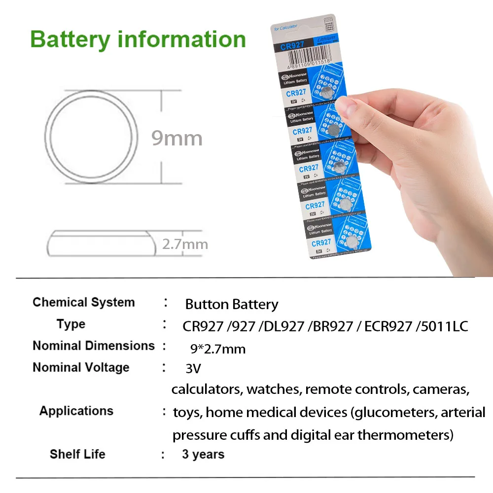 25 PCS CR927 927 DL927 BR927 ECR927 5011LC Suitable for Calculators Watches Remote Controls New