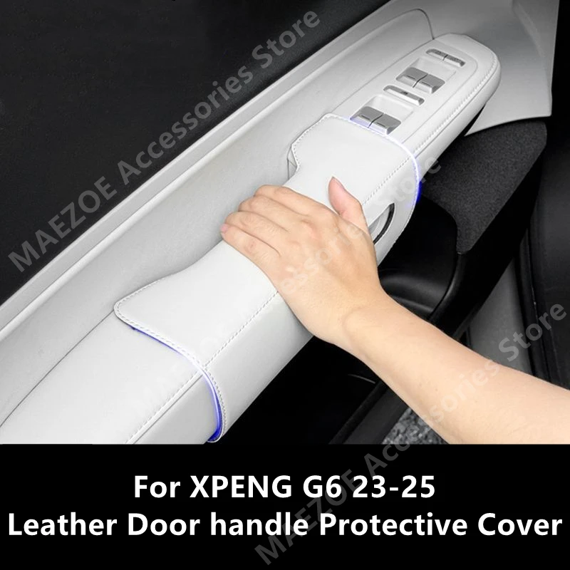 For XPENG G6 23-25 Leather Door handle Protective Cover,Car Interior Decoration Protection Accessories Refit