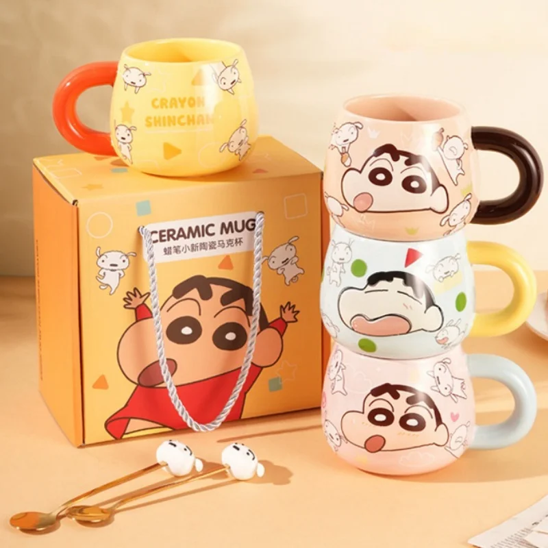 Горячая Распродажа Crayon Shin-chan, периферийная чашка, керамическая кружка с крышкой, бытовая кофейная чашка для мальчиков и девочек, подарки на день рождения