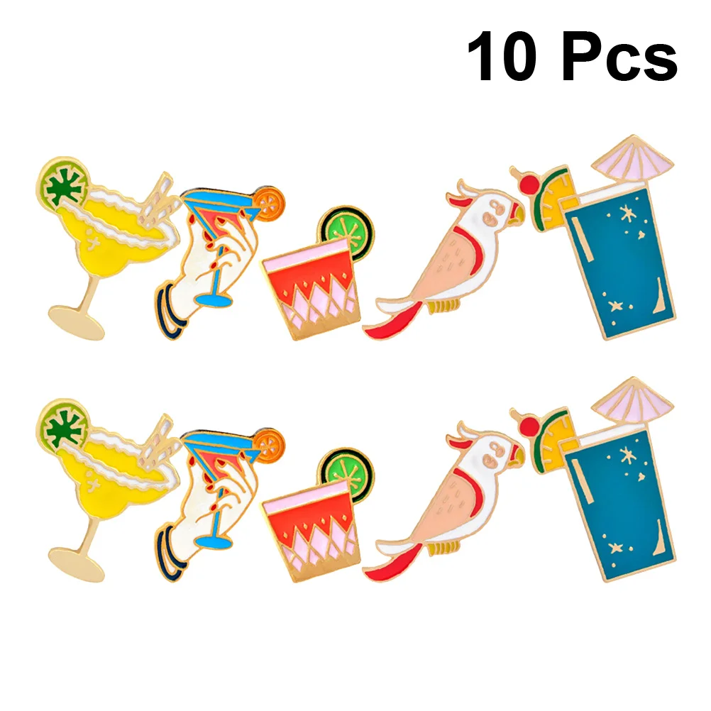 

10pcs Lemon Juice Dripping Oil Brooch Beach Party Theme Alloy Corsage Funny Dress Accessories Wedding Scarves Hats Decor
