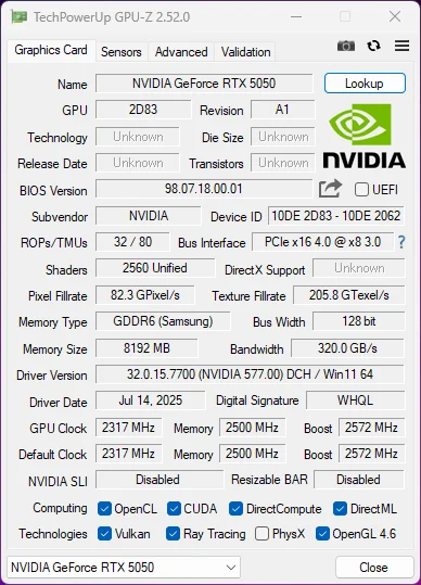 بطاقة رسومات MLLSE NVIDIA RTX 5050 8GB GDDR6 128bit Placa De Video GPU 8Pin DP*3 PCI-E 4.0 x16 Gaming #6