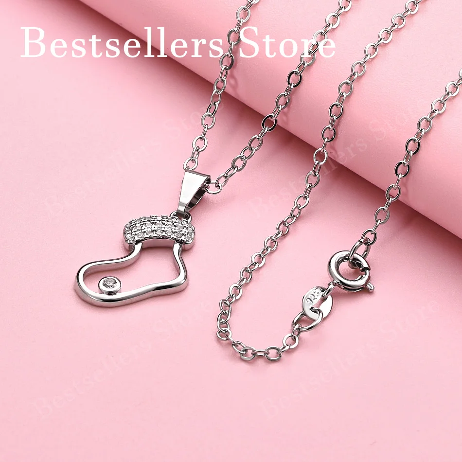 

Изысканное ожерелье-подвеска в виде рождественского чулка из стерлингового серебра 925 пробы, 16-30 дюймов, для женских модных украшений, рождественский подарок