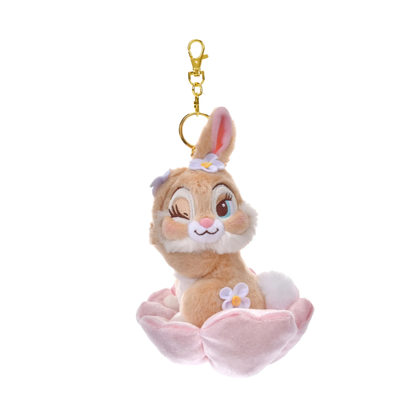 Disney Winnie the Pooh Hundred Acre Wood Honey Blossom Bear Plush Keychain with Flower Bouquet