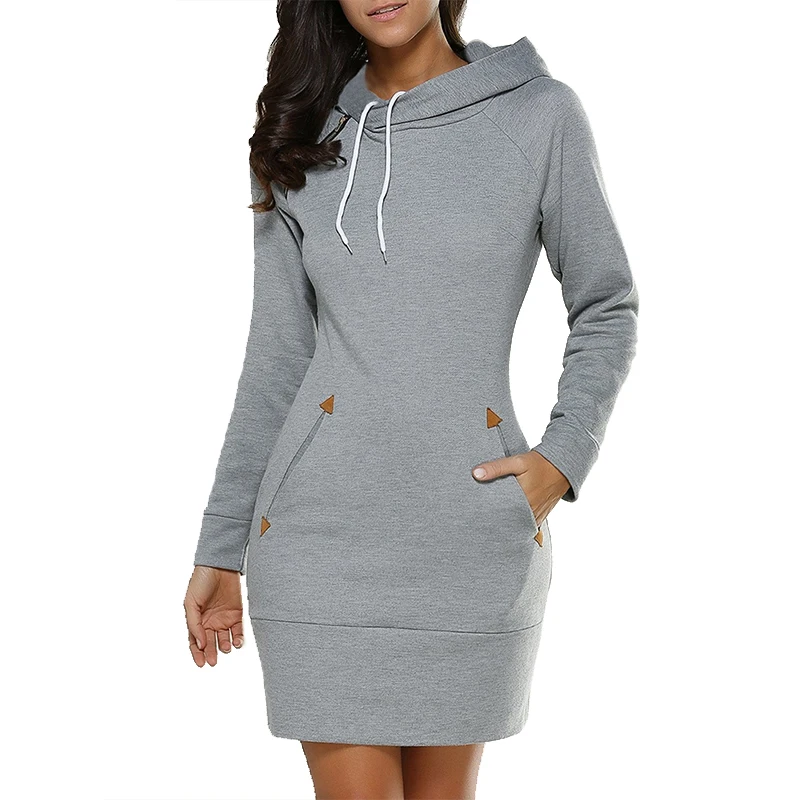Slim Type Dress Popular Hoodie Hooded High Collar Women Long Sleeve Sweater